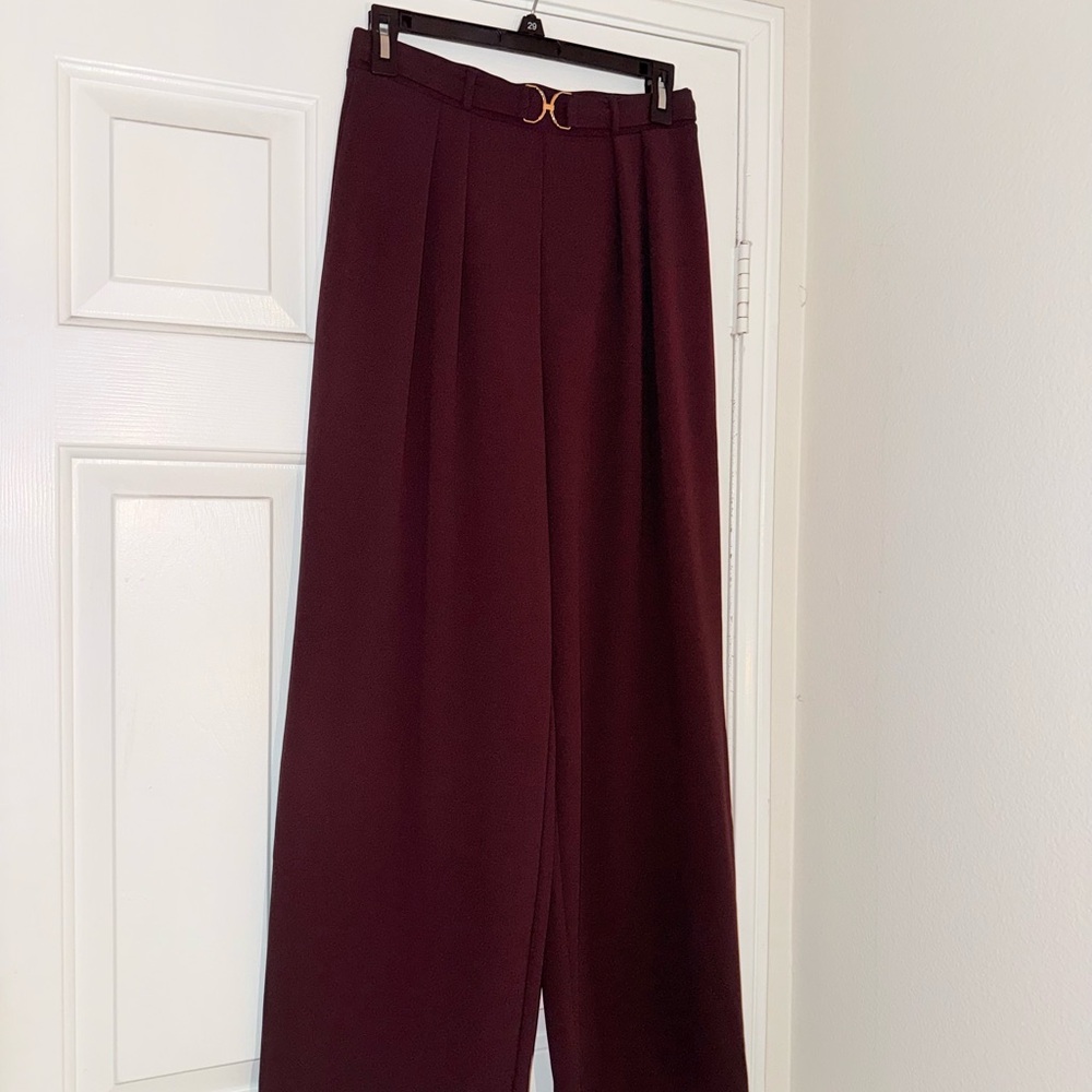 H&M Dark Red Wide-Leg Pants